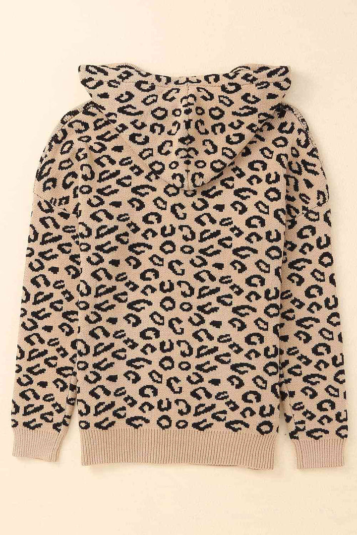Stilla | Højre Leopard Print Snørebåndet Hætte Sweatshirt