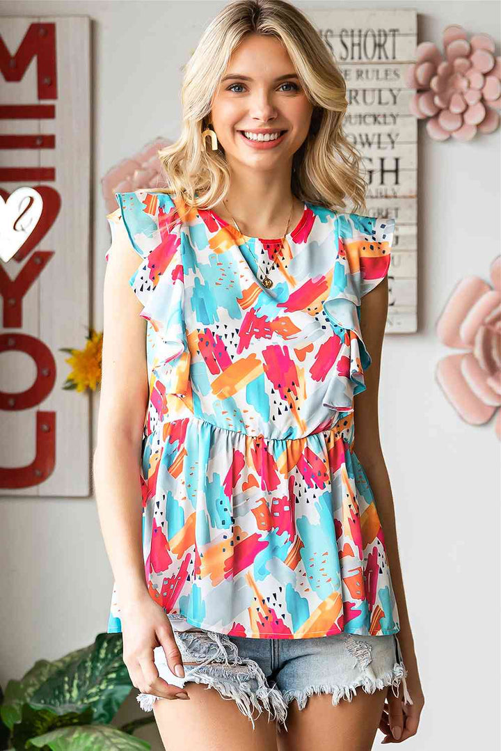 Stilla | Rund Hals Ruffle Peplum Top