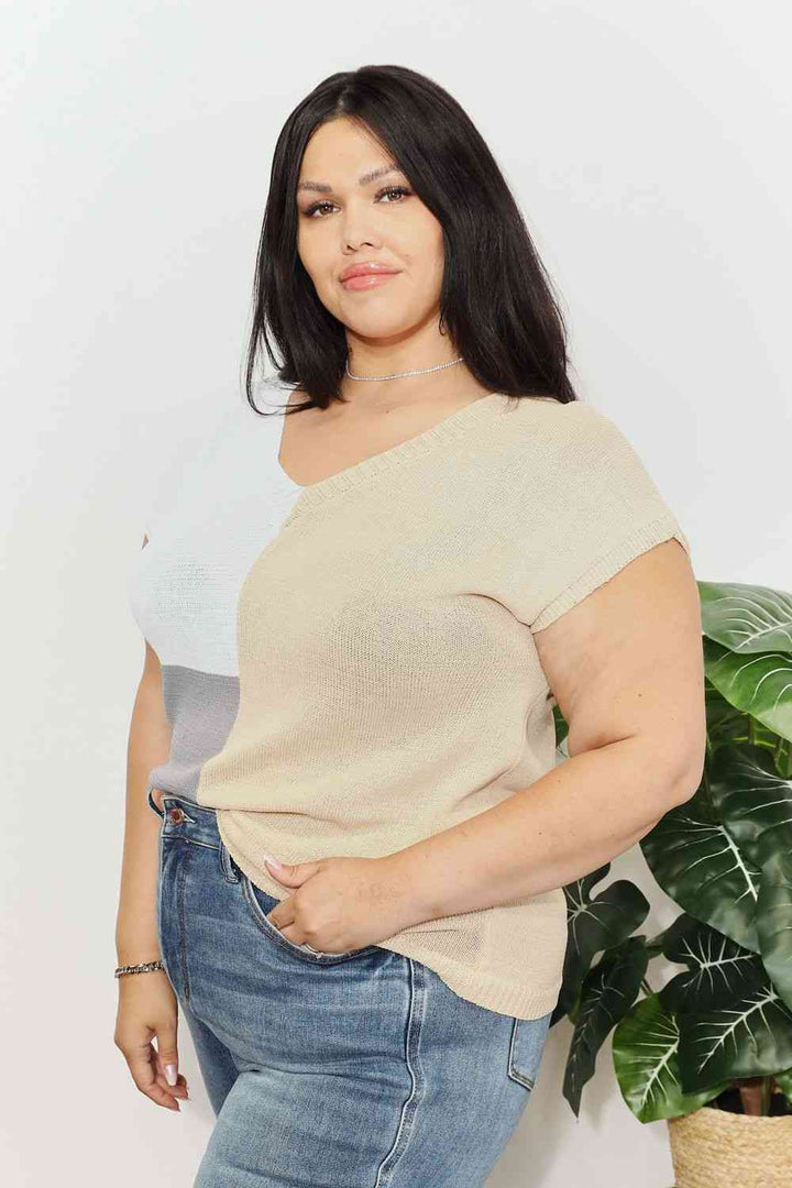 Stilla | Tag Farve Blok V-hals Strik Top