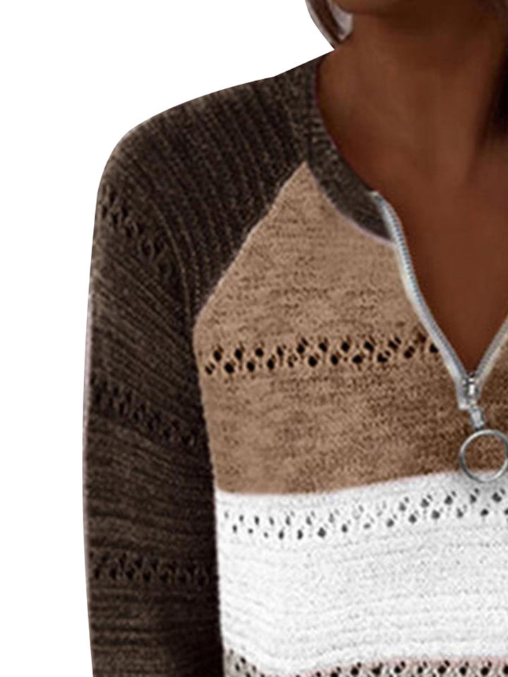 Stilla | Størrelse Farveblok Halv Lynlås Sweater