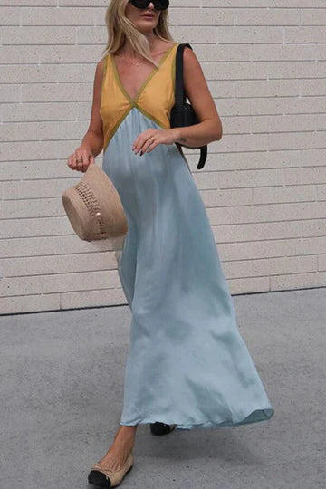 Stilla | Casual Maxi Kjole Lavet Af Satin I En Kontrastfarve