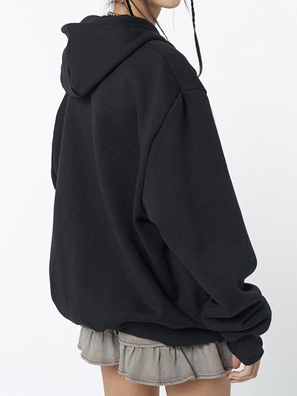 Stilla | Sort Oversized Hoodie med Skelettryk