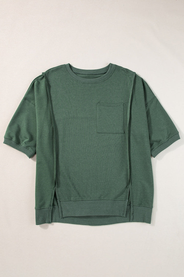 Stilla | V Hals Halv Ærme Slids T-Shirt