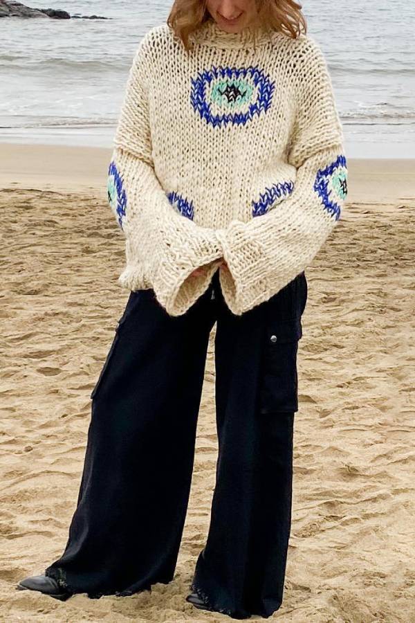 Stilla | Løs Oversized Pullover Med Gadecirkel Mønster