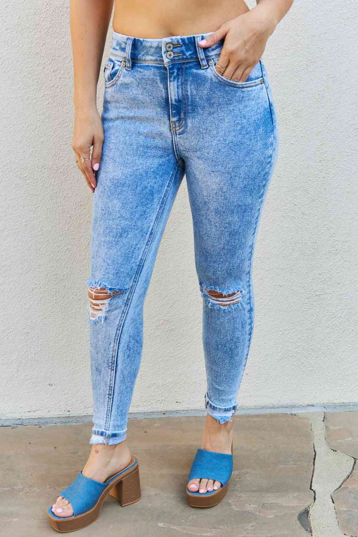 Stilla | Emma Full Size Høj Talje Distressed Skinny Jeans