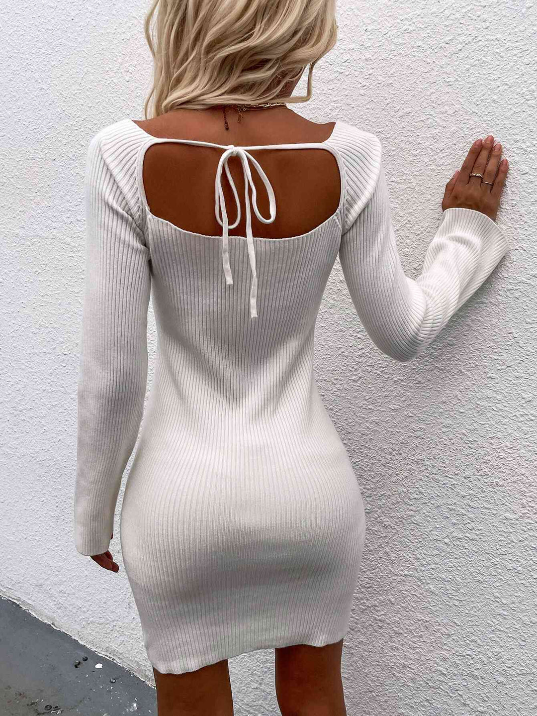 Stilla | Bag Square Neck Langærmet Sweater Kjole