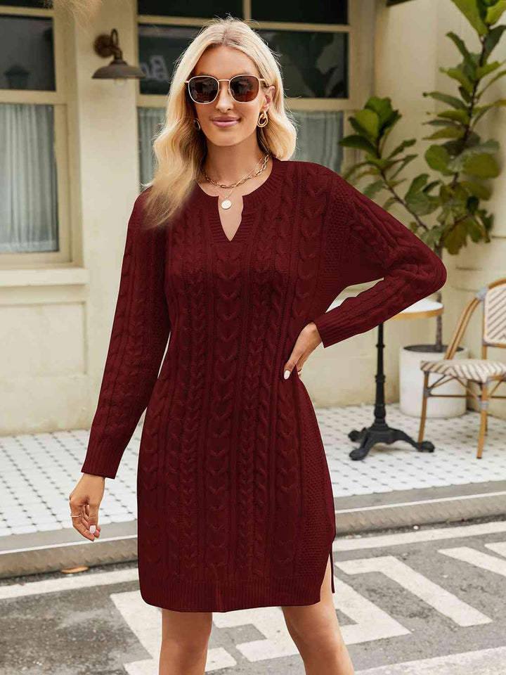 Stilla | Hals Cable-knit Slit Sweater Kjole
