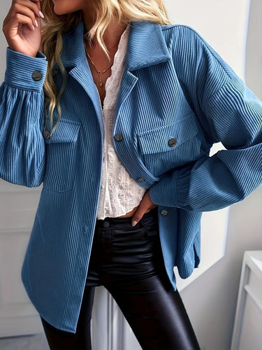 Stilla | Casual fit rib structure shawl collar button closure breast pockets