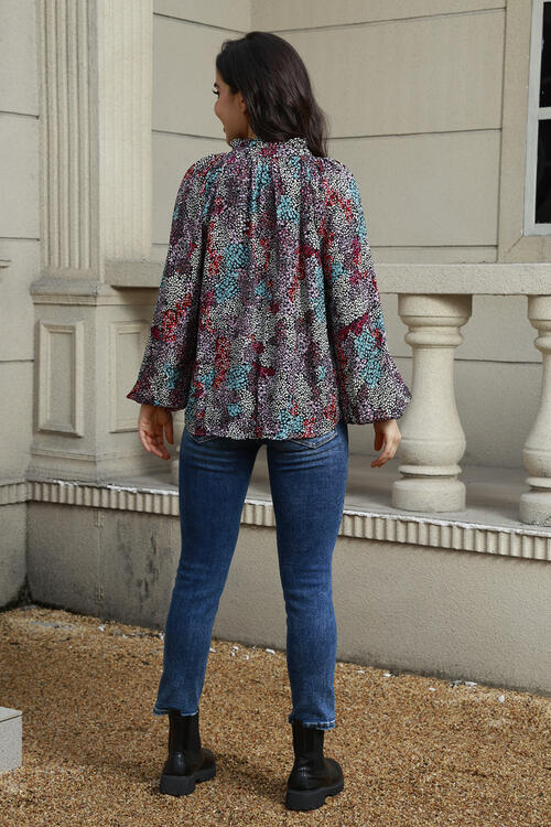 Stilla | Neck Heathered Balloon Sleeve Bluse