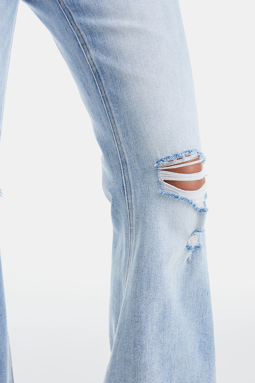 Stilla | Full Size Distressed Raw Hem Høj Talje Flare Jeans