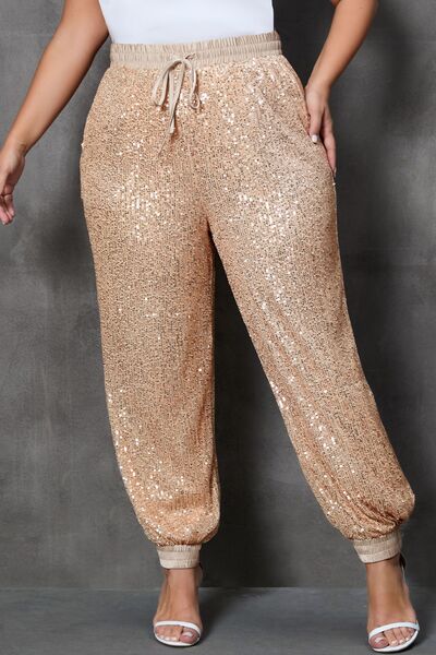 Stilla | Størrelse Sequin Drawstring Joggers Med Lommer