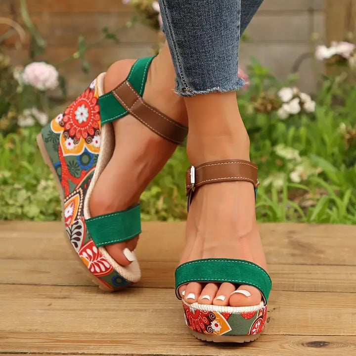 Stilla | Wedge Sandaler Med Blomsterprint Til Kvinder Design