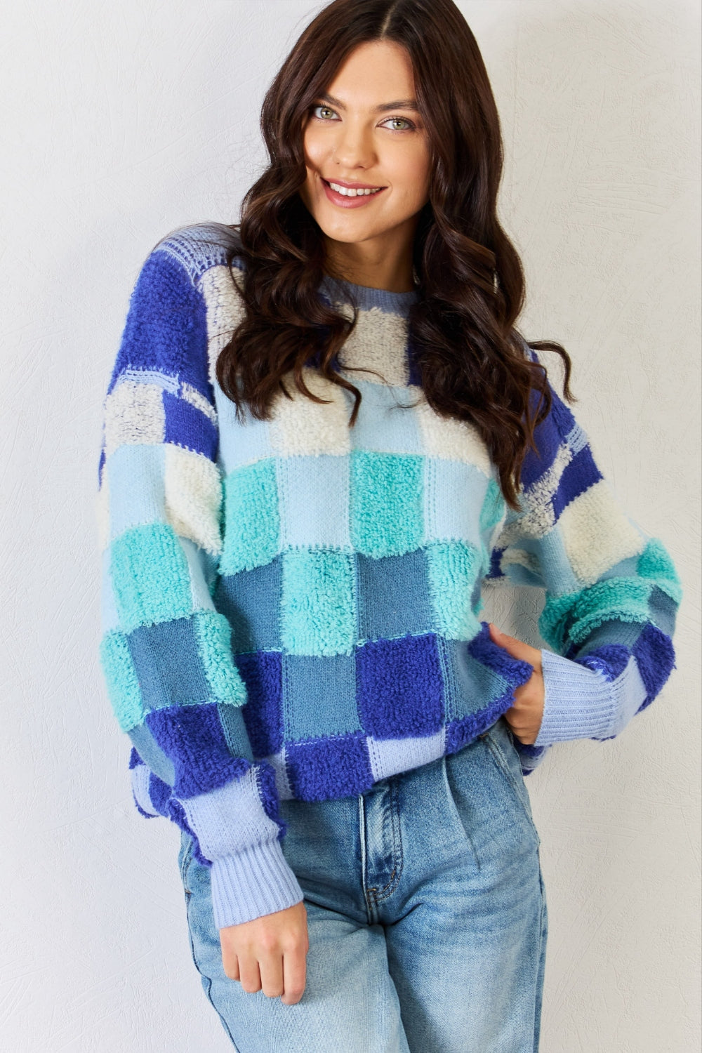 Stilla | Checkered Rund Hals Langærmet Sweater