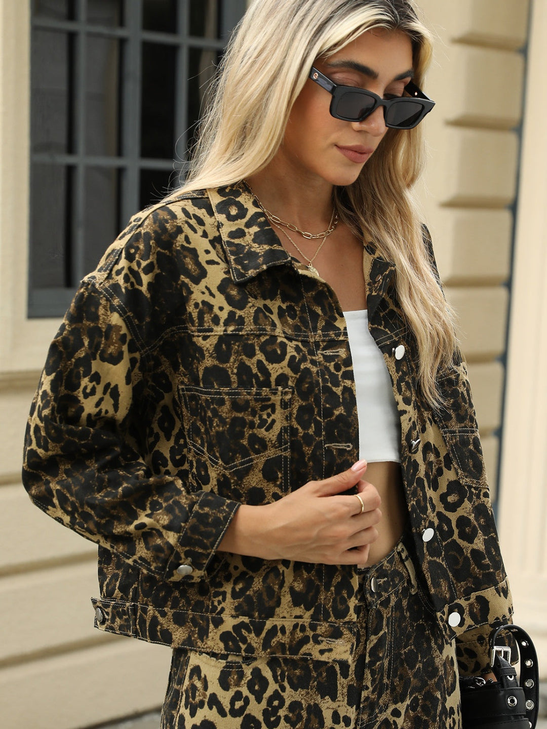 Stilla | Leopard Langærmet Denimjakke