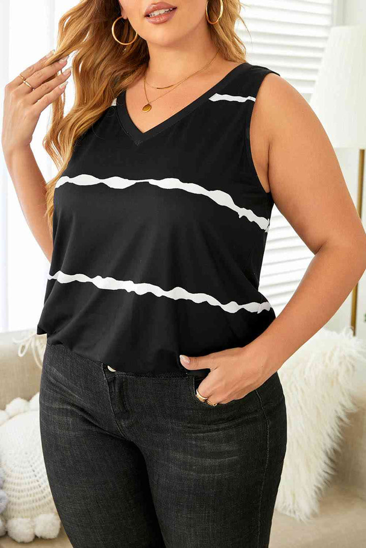 Stilla | Plus Size Printed V-hals Tank