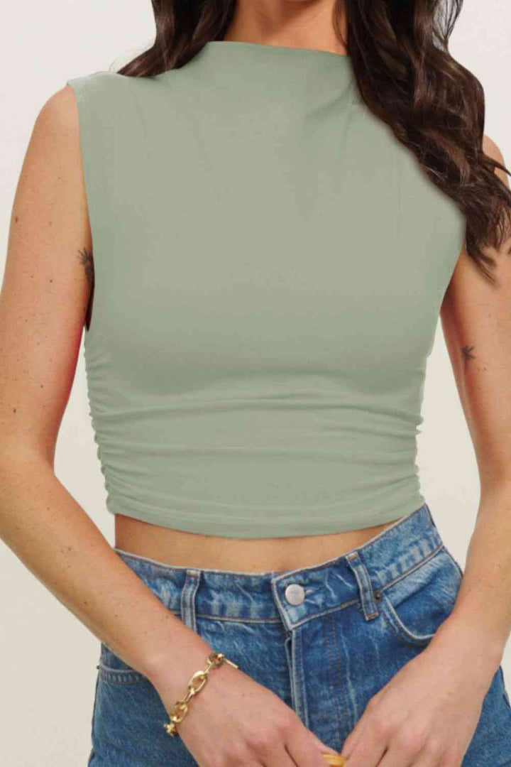 Stilla | Hals Rynket Korte Top