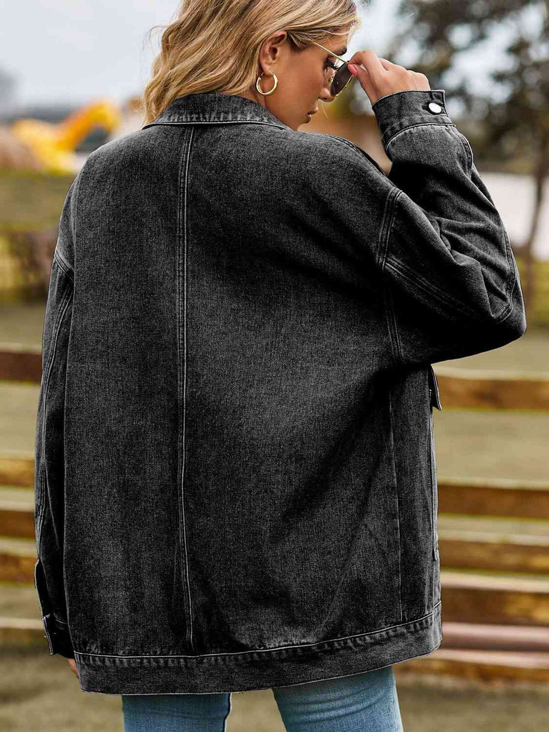 Stilla | Skulder Denim Jakke Med Lommer
