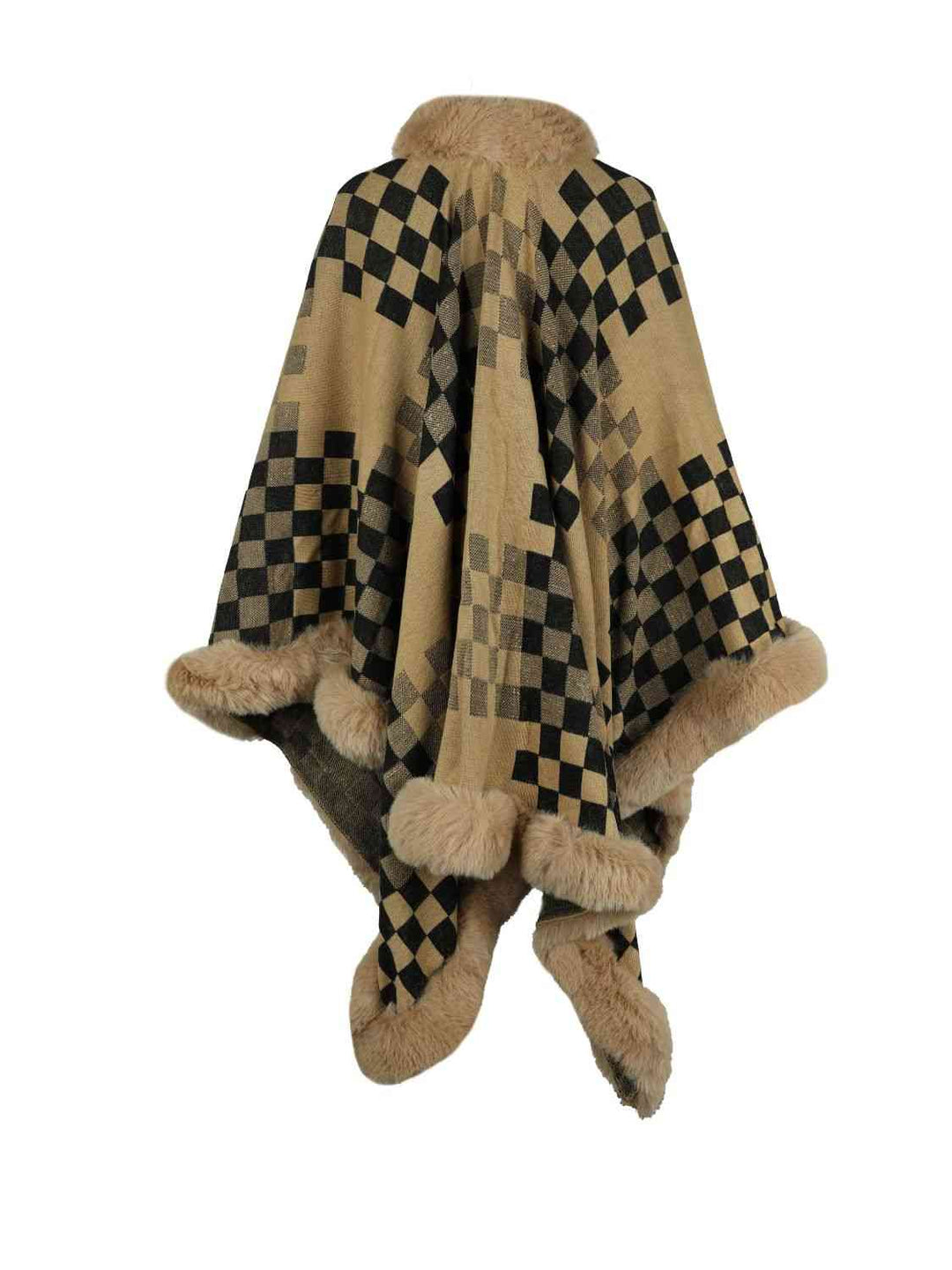 Stilla | Faux Fur Trim Poncho