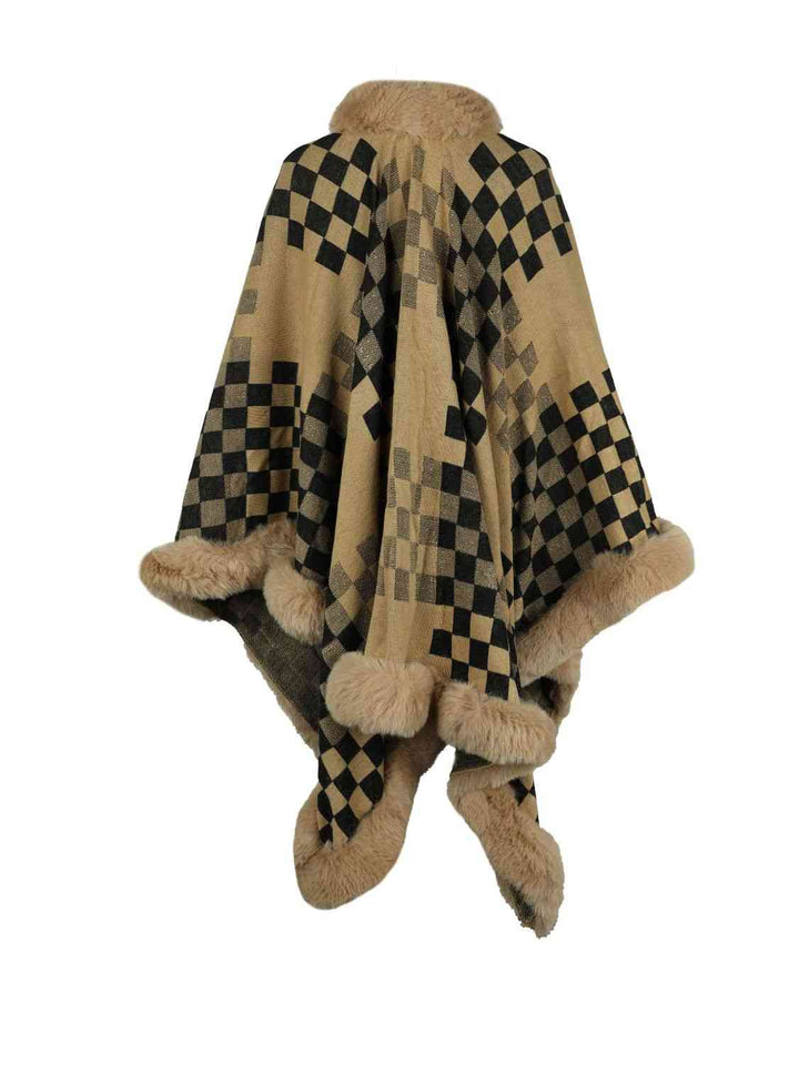 Stilla | Faux Fur Trim Poncho