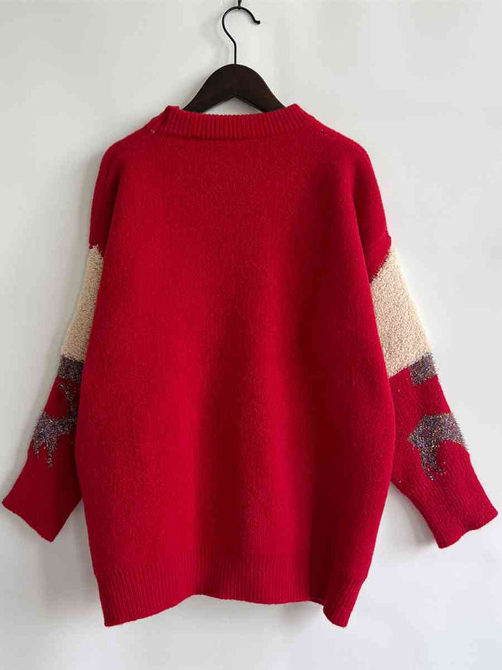 Stilla | Juletræ & Rensdyr Rund Hals Sweater