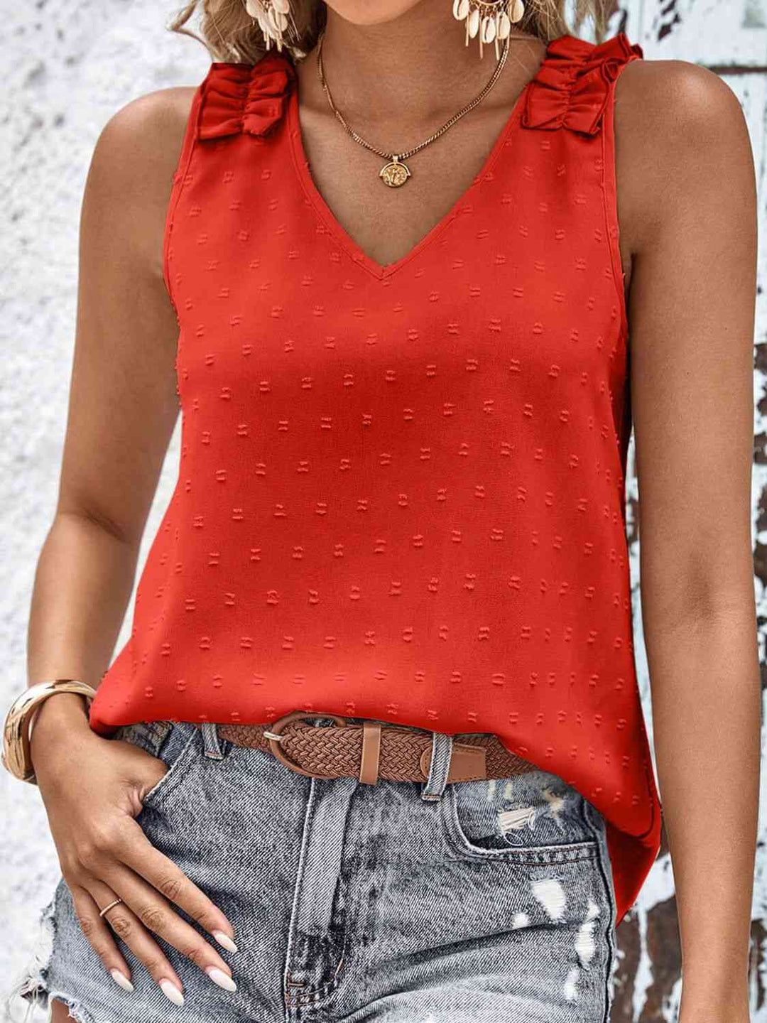 Stilla | Dot Shoulder Detail V-hals Tank