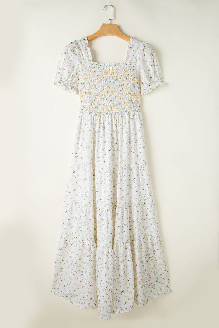 Stilla | Printed Square Neck Short Sleeve Dress