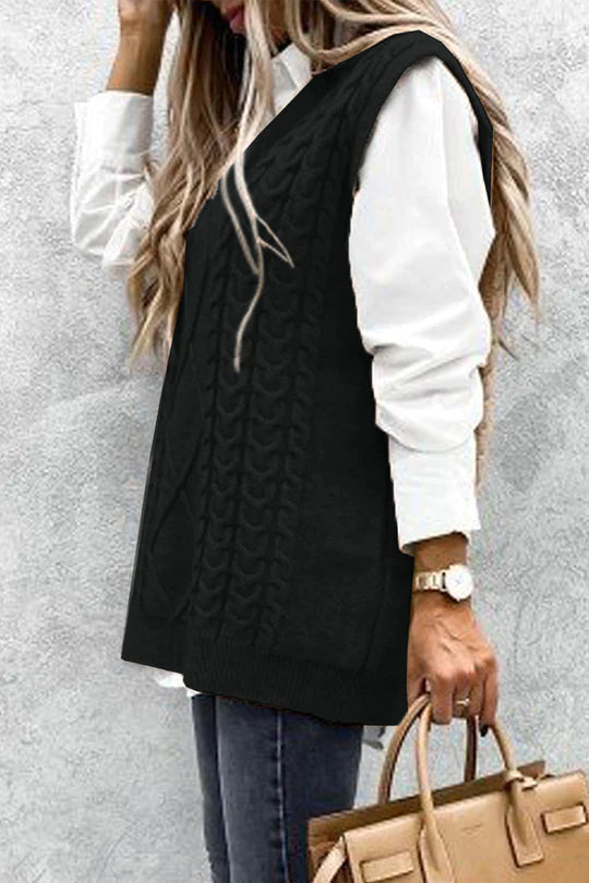 Stilla | Over størrelse Vest, Striktrøje, Ærmeløs Trøje, Efterårsoutfit