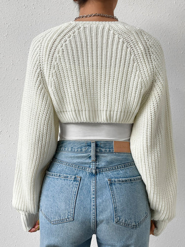 Stilla | Åben Front Langærmet Cropped Cardigan