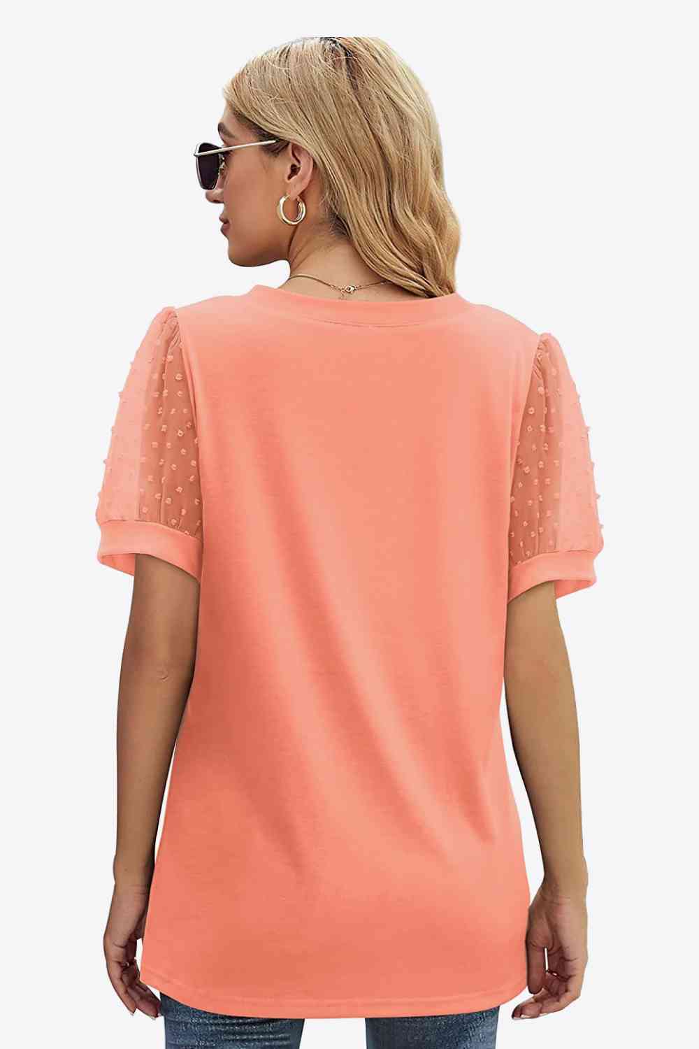 Stilla | Dot Puff Sleeve V-hals Tee