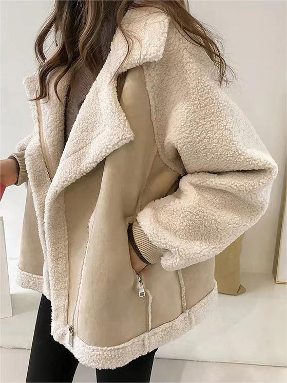 Stilla | Oversized Vegansk Syntetisk Wildlærjacke med Reverskrave