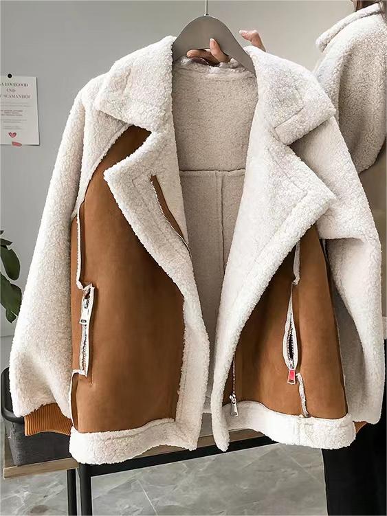 Stilla | Oversized Vegansk Syntetisk Wildlærjacke med Reverskrave
