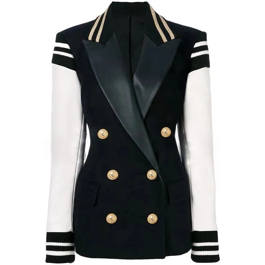 Stilla | Chloe Patchwork Læder Varsity Blazer Dame - Fritid - Patchwork