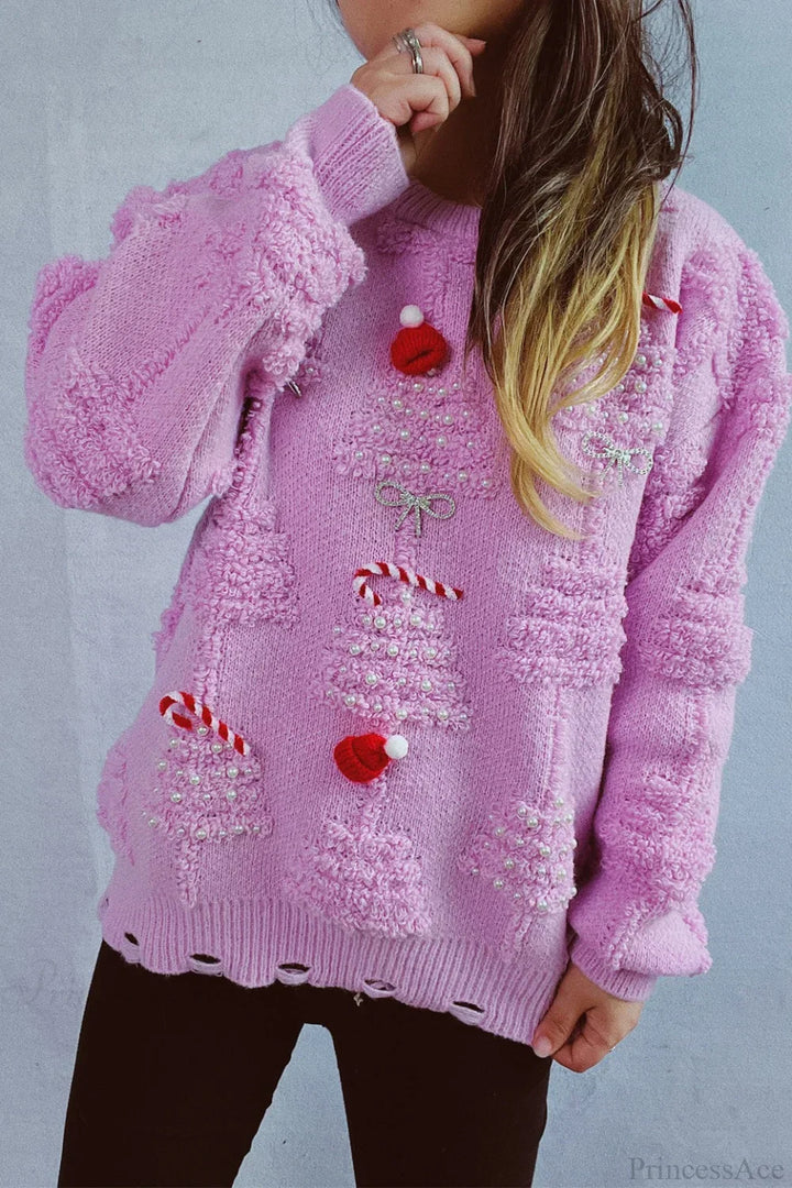 Stilla | Jul 3D Træ Perle Solid Flocked Pullover