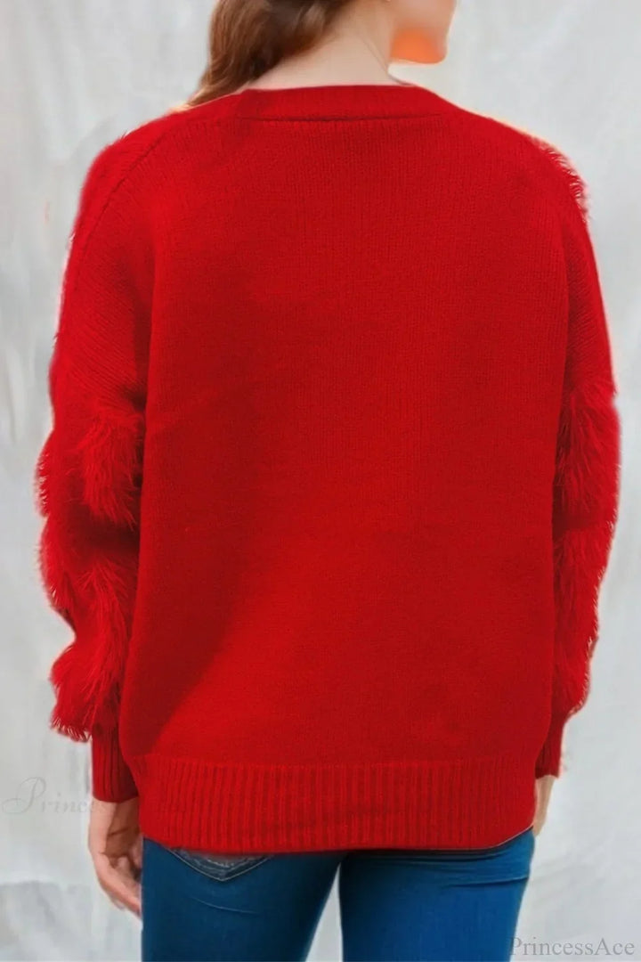 Stilla | Jul Mink Fleece 3D Trim Enkeltknaps Cardigan Sweater