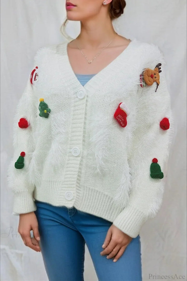 Stilla | Jul Mink Fleece 3D Trim Enkeltknaps Cardigan Sweater
