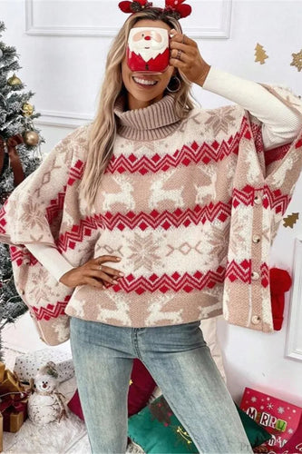 Stilla | Jule-ælgt høj krave kontrast flagermusærmer sweater