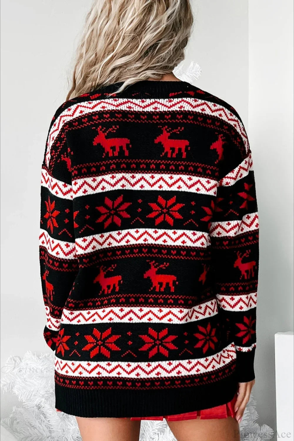 Stilla | Jule-ren Jacquard Folk Kontrast Løs Sweatshirt
