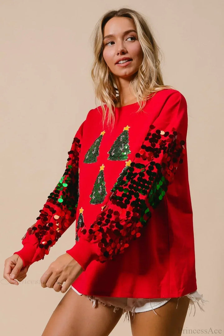 Stilla | Jule Pailletter Langærmet Løs Sweatshirt