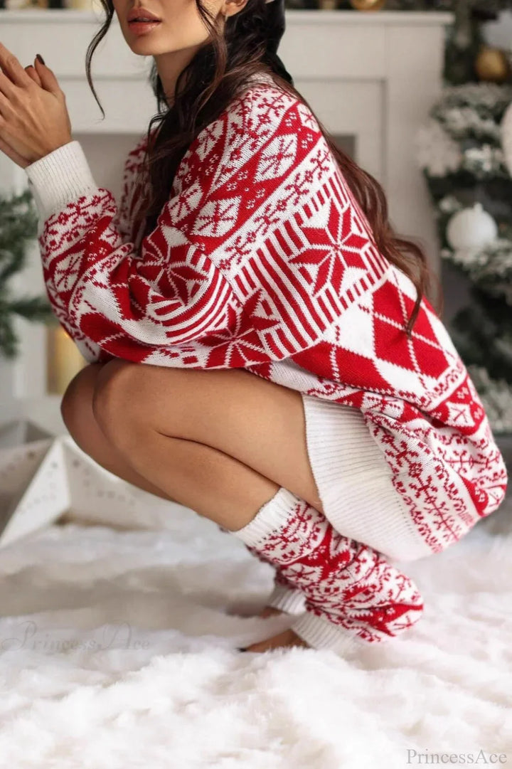Stilla | Jule-sne-ahar Ethnisk Rundhals-lang Bluse