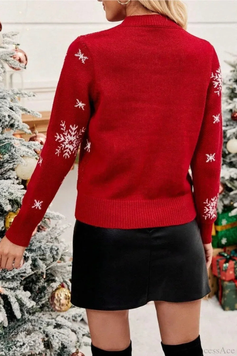 Stilla | Juletræ Snefnug Rund Hals Sweater