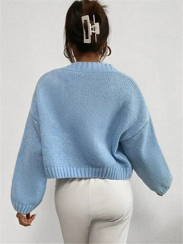 Stilla | Crop Dame Strikjakke Pullover