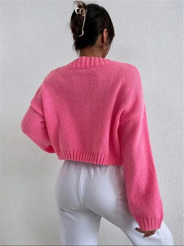 Stilla | Crop Dame Strikjakke Pullover