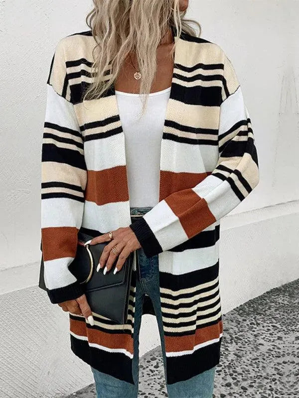 Stilla | Blok Lang Dame Strikjakke Pullover