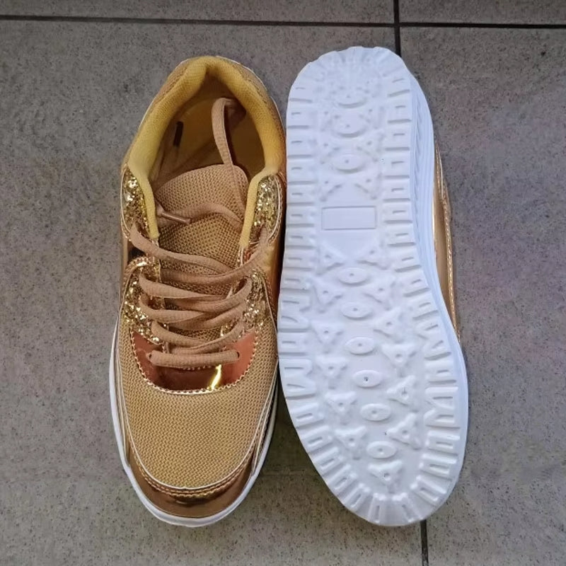 Skovae | Damer Gyldne Snørebånd Platform Sneakers