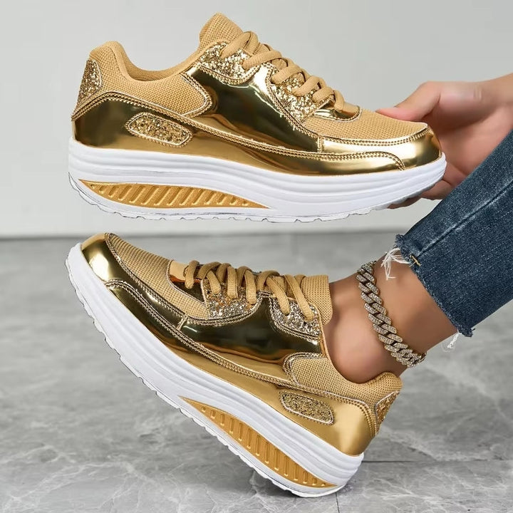 Skovae | Damer Gyldne Snørebånd Platform Sneakers