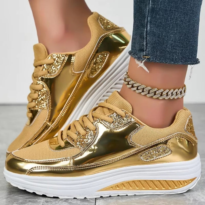 Skovae | Damer Gyldne Snørebånd Platform Sneakers