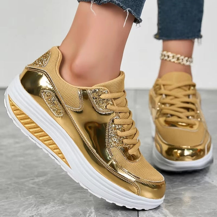 Skovae | Damer Gyldne Snørebånd Platform Sneakers