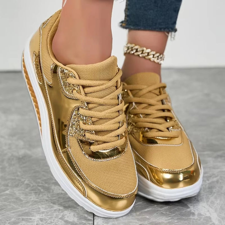 Skovae | Damer Gyldne Snørebånd Platform Sneakers