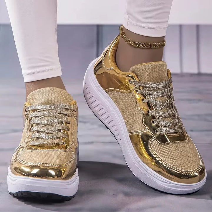 Skovae | Damer Gyldne Snørebånd Platform Sneakers