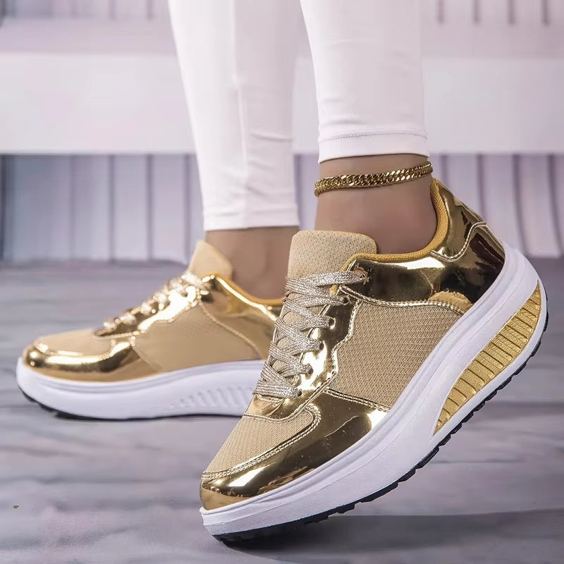 Skovae | Damer Gyldne Snørebånd Platform Sneakers